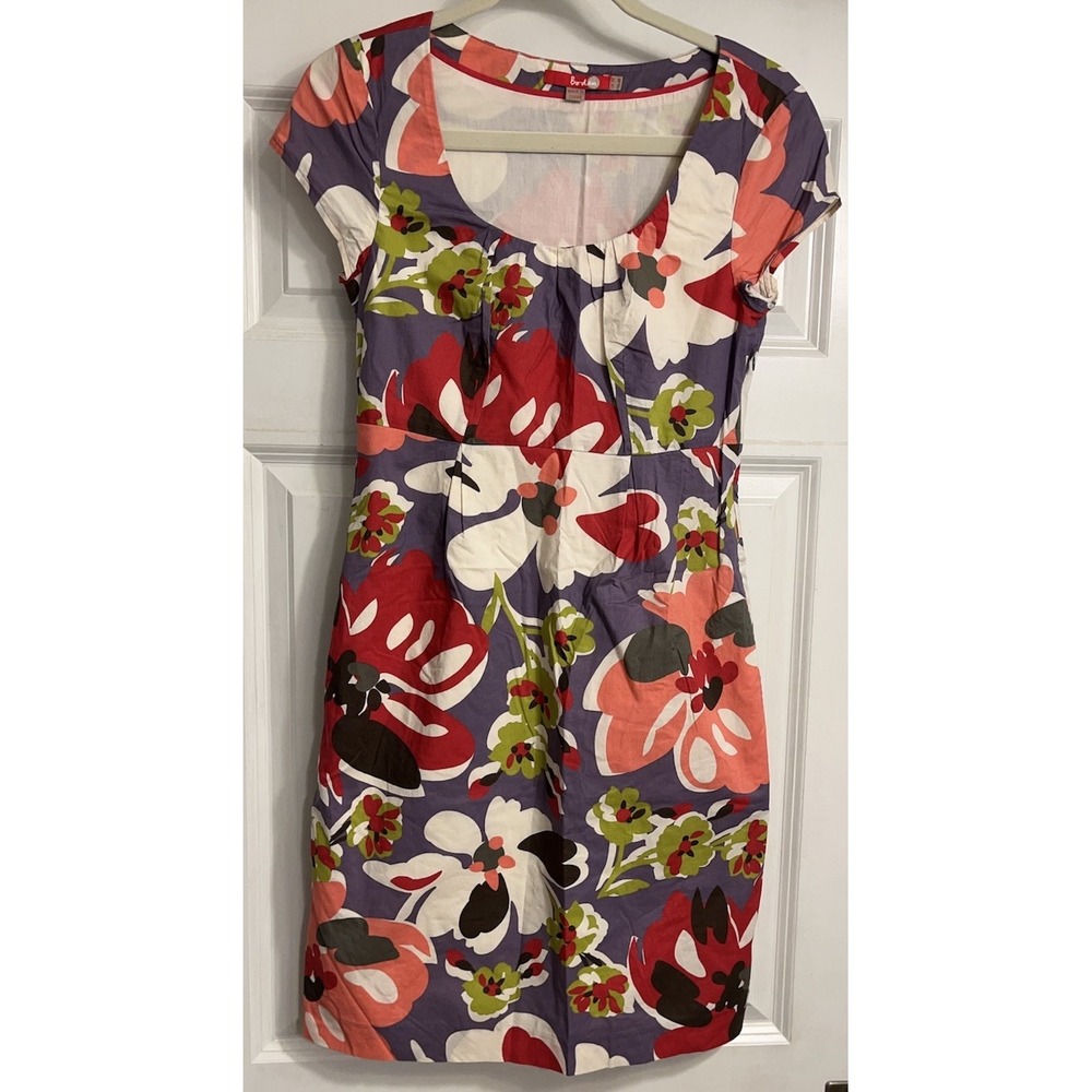 Boden Floral Cap Sleeve Shift Dress Sz 4 Empire Waist Knee Length‎ Summer Prep
